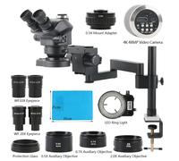 Microscope Trinoculaire Stéréo à Zoom 3.5X-200X, Ensemble de Caméra Vidéo TF USB 1080P 48MP 4K 2K HDMI 48MP 4K HDMI Type-c