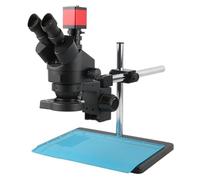 Microscope Trinoculaire Stéréo À Zoom Continu, Simulateur De Focale D'objectif 3,5 X - 90x, Caméra Industrielle 13mp HDMI VGA, Lentille Barlow Lumière 56led Précision Clarté(Black)