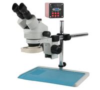 Microscope Trinoculaire Stéréo À Zoom Continu, Simulateur De Focale D'objectif 3,5 X - 90x, Caméra Industrielle 13mp HDMI VGA, Lentille Barlow Lumière 56led Précision Clarté(White)