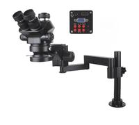 Microscope trinoculaire stéréo réglable à simulateur de focale d'objectif 3,5X-200X for Laboratoire Industriel + caméra vidéo 12MP 48MP 4K 1080P HDM/I USB Type-C(1080P 2K HDM/I VGA)