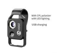 Microscope USB Rechargeable 200X Léger 17.5g pour Mobile(Black) | Objectif CPL intégré, réduction des pour reflets, pour image nette, grossissement 200X, tous smartphones