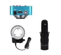 Microscope Vidéo Numérique Industriel, Caméra Monoculaire 38mp HDMI USB, Zoom 180X, Objectif À Monture C for Le Soudage De PCB Précision Clarté(Camera-Lens-Light)