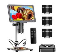 Microscopes, Microscope, Caméra Vidéo Numérique 2500x À 3 Objectifs 2K, Écran IPS De 10,1 Pouces, Bricolage Électronique, Réparation Téléphones Portables, Outils Soudage pour Adultes
