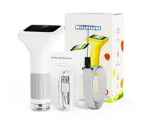 Microscopes, Microscope numérique 1000x for Enfants, écran IPS 2 Pouces, Objectif Optique 2 MP avec caméra pour Adultes(Gray)
