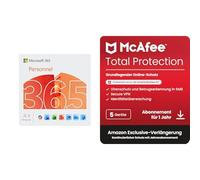 Microsoft 365 Personnel | 1 utilisateur | 12 Mois | Applications Office et stockage cloud | Renouvellement 99€ + McAfee Total Protection | Renouvellement 108,10€ | Renouvellement automatique Amazon