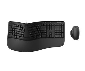 Microsoft Clavier et Souris Érgonomiques sans Fil avec Saisie Confortable, Clavier Scindé, Touche Capture et Pavé de Touches Nordique (AZERTY)