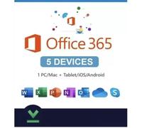 Microsoft Office 365 - 1 An - 5 Postes - Licence Officielle - Pc/Mac