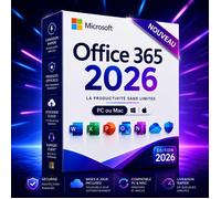Microsoft • Office 365 VERSION 2026 • 5 postes PC/Mac