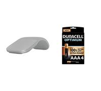 Microsoft Surface Arc Mouse Souris Ambidextre Bluetooth Blue Trace + Duracell - Nouveau Piles alcalines AAA Optimum, 1.5 V LR03 MX2400, Paquet de 4