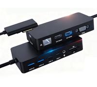 Microsoft Surface Dock Station d'accueil 12 en 1 pour Surface Pro 11/10/9/8/X/7/6/5/4/3/, ordinateur portable 7/6/5/4/3/2/1, livre, Go Series, triple affichage (double HDMI + VGA) Surface-pro Station
