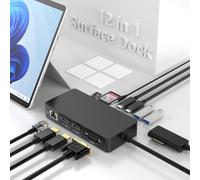 Microsoft Surface Dock,Surface Docking Station 12 En 1 Avec Double Hdmi,Vga,Usb C,Usb A,Ethernet,Audio,Fente Pour Carte Sd/Tf Pour Surface Pro,Surface Book,Surface Go