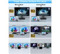 Microsoft Surface Dock Triple Display Avec Bloc D'Alimentation,12 En 1 Surface Pro Station D'Accueil Dual 4K Hdmi+Vga Pour Surface Pro 9/8/X/7/6/5/4/3,Surface Laptop Go/5/4/3/2/1,Surface Book 3/2/