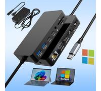 Microsoft Surface Dock USB C 12 en 1 avec alimentation 100 W - Station d'accueil Microsoft Surface Pro avec double HDMI 4K + VGA pour Surface Pro 11/10/9/8/X/7+/7, ordinateur portable Surface Go,