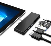 Microsoft Surface Go Dock pour Surface Go/Go 2, station d'accueil 6 en 2 avec HDMI 4K, 2 ports USB 3.0, lecteur de carte SD/TF et interface audio pour Surface Go/Go 2