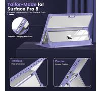 Microsoft Surface Pro 8 Hülle, [Militärischer Fallschutz][Hochtransparentes Gehäuse + Lederhülle], Entwickelt für Surface Pro 8 13"" 2021 Tablet, funktioniert mit Type Cover Tastatur, Lila