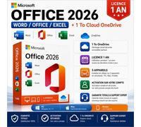 Microsoft Word/Office/Excel 2026 + Stockage 1000 Go - Licence 1 An / 5 Appareils (Pc/Mac/Mobile) - Activation Sur Votre Propre Compte - Garantie Totale & Support Expert