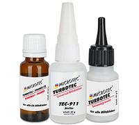 Microtec Turbotec-911 granulé de colle instantanée set et Primer pour prétraitement de surfaces difficiles à coller | colle extra-forte pour le métal, le bois, les matières synthétiques et bien plus