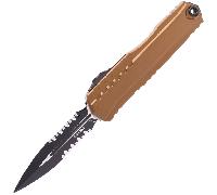 Microtech CYPHER II D/E BLACK PART SERRATE TAN 1242-2TA