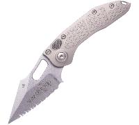 Microtech STITCH AUTO S/E STONEWASH FULL SERRATE NATURAL CLEAR 169-12NC