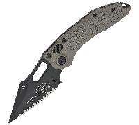 Microtech STITCH NOIR SERRATION COMPLÈTE NATUREL TRANSPARENT 169-3NC