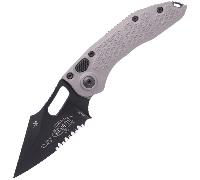 Microtech STITCH S/E NOIR PARTIELLEMENT SERRATÉ NATUREL TRANSPARENT 169-2NC
