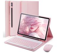 MicroTunk Coque pour Samsung Galaxy Tab S10 Plus / S9 Plus / S9 FE Plus / S8 Plus / S7 FE / S7 Plus Génération 12,4 pouces avec clavier Ltalian être chargé souris avec rainure porte-stylo Case