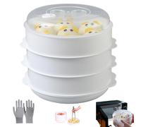 Microwave Dishes with Lids, Large Capacity Kitchen Food Steaming Container, Microwave Sterilizer for Rice, Noodles, Dumplings, Cooking (3 layer)