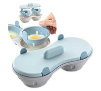 Microwave Egg Poacher,Egg Maker,2 Cavity Draining Egg Boiler Set,Non-Stick Egg Cooker Poached Egg Steamer,poached egg maker,Silicone Draining Egg Boiler,Home Kitchen Cooking Gadget Tools (blue)