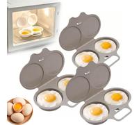 Microwave Egg Poacher with Lid & Handle, 2-Cavity Nonstick Egg Cooker (3,Gray)