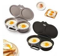 Microwave Egg Poacher With Lid & Handle,Dual Cavity Microwave Egg Poacher，A | 2PCS Microwave Egg Boiler Poacher,Nonstick Poached Egg Maker,Quick Oil-Free Cooking For Home Breakfast,Kitchen Gadgets