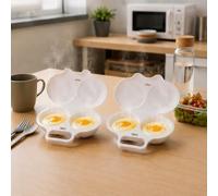 Microwave Egg Poacher with Lid & Handle,Instant Egg Steamer Microwave，2pcs