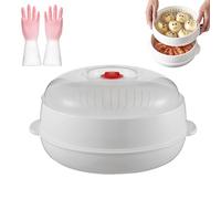 Microwave Oven Steamer, Multifunctional Microwaves Vegetable Steamer with a Transparent Lid and Tray, Kitchen Cooking Steamers for Steamed Bread and Vegetables (1 Layer)