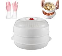 Microwave Oven Steamer, Multifunctional Microwaves Vegetable Steamer with a Transparent Lid and Tray, Kitchen Cooking Steamers for Steamed Bread and Vegetables (2 Layer)