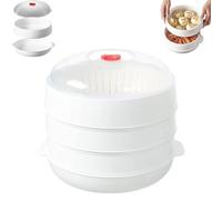 Microwave Oven Steamer, Single/Double Layer Microwave Oven Steamer With Lid and Tray, Separate Design with Drainage Layer, Easy to Clean for Cooking Dumplings, Vegetable, Food Cooking (3 Layer)