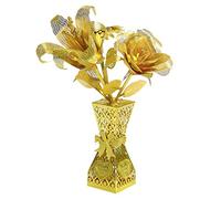 Microworld Puzzle 3D en métal - Kit de modèles de fleurs dorées en métal, cadeau à faire soi-même pour adultes, débutants, décoration d'intérieur, cadeaux uniques