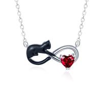 MICSAVI Collier pour femme en argent 925 avec pendentif en forme de chat et cœur en forme d'infini