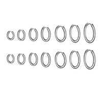 MicVivien 7 PAIRES Boucles d'Oreilles Créoles en Acier Inoxydable pour Hommes Femmes Petites Créoles Huggie Hoop Helix Cartilage Piercing Boucles d'Oreilles Ensemble Noir/Argent/Or/Couleur
