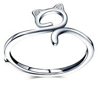 MicVivien Bague pour Femme Fille en Argent 925 Ajustable d'orteil de Chat Mignon Bague phalange Bague de Pied Réglable Bijoux Fantaisie