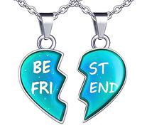 MicVivien BFF Collier d'Amitié pour 2 Filles, Meilleurs Amis Coeur Pendentif Chaîne Colliers avec changements de Couleur à différentes températures, Amitié Bijoux Cadeaux pour Les Filles Amis Sœurs