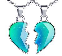 MicVivien BFF Collier d'Amitié pour 2 Filles, Meilleurs Amis Coeur Pendentif Chaîne Colliers avec changements de Couleur à différentes températures, Amitié Bijoux Cadeaux pour Les Filles Amis Sœurs