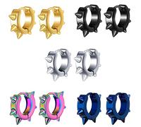 MicVivien Biker Punk Boucle d'Oreille Homme Femme en Acier Inoxydable Huggie Créole mit Spike Petit Anneau Pointes Anneau d'Oreille