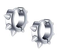 MicVivien Biker Punk Boucle d'Oreille Homme Femme en Acier Inoxydable Huggie Créole mit Spike Petit Anneau Pointes Anneau d'Oreille