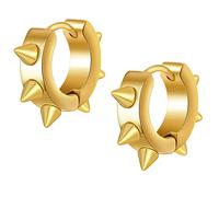 MicVivien Biker Punk Boucle d'Oreille Homme Femme en Acier Inoxydable Huggie Créole mit Spike Petit Anneau Pointes Anneau d'Oreille