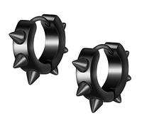 MicVivien Biker Punk Boucle d'Oreille Homme Femme en Acier Inoxydable Huggie Créole mit Spike Petit Anneau Pointes Anneau d'Oreille