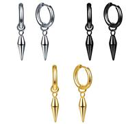 MicVivien Boucles d'oreilles Homme Petit Créole avec Pendante Spike Cône/Étoile Croix/Pyramides Anneau d'oreille Pendentif Acier Inoxydable Femme