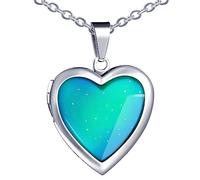 MicVivien Collier Coeur Couleur, Pendentif Coeur Changement de Couleur Selon la Température, Pendentif Forme d'amour en Acier Inoxydable Bijoux Cadeaux pour Les Femmes Filles