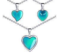 MicVivien Collier Coeur Couleur, Pendentif Coeur Changement de Couleur Selon la Température, Pendentif Forme d'amour en Acier Inoxydable Bijoux Cadeaux pour Les Femmes Filles