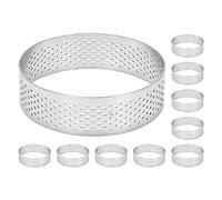 Micvtve 10 PièCes SéRies Anneaux à Circulaires avec Trous en Acier Inoxydable Aux Fruits Quiches Gâteau Mousse Moule Cuisine Moule de Cuisson 7 Cm