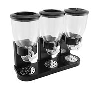 Micvtve Distributeur de nourriture sèche triple conteneur pour aliments secs en plastique récipient pour aliments noirs Modern et élégant 44 x 16 x 35 cm