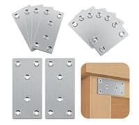Micvtve Lot de 12 supports plats robustes pour bois, 38 x 60 mm, 40 x 80 mm, 50 x 100 mm, plaques de réparation en acier inoxydable pour connecteur, fixation du bois